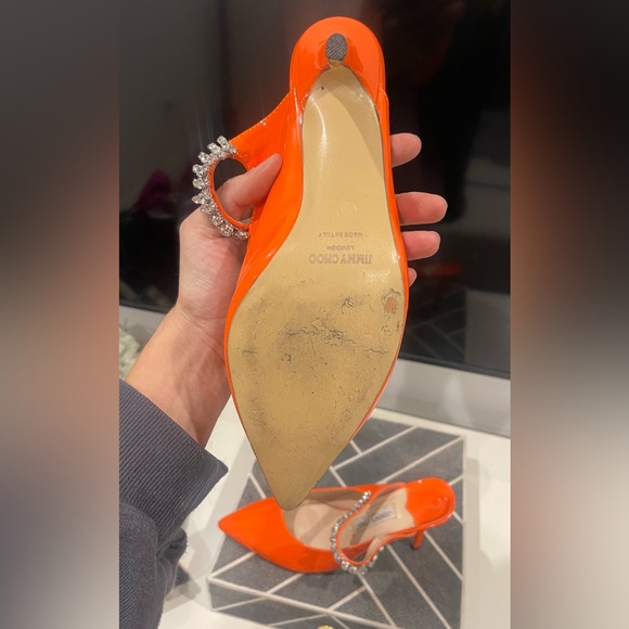 Authentic Jimmy ChoonOrange heels with rhinestones - Picture 2 of 4